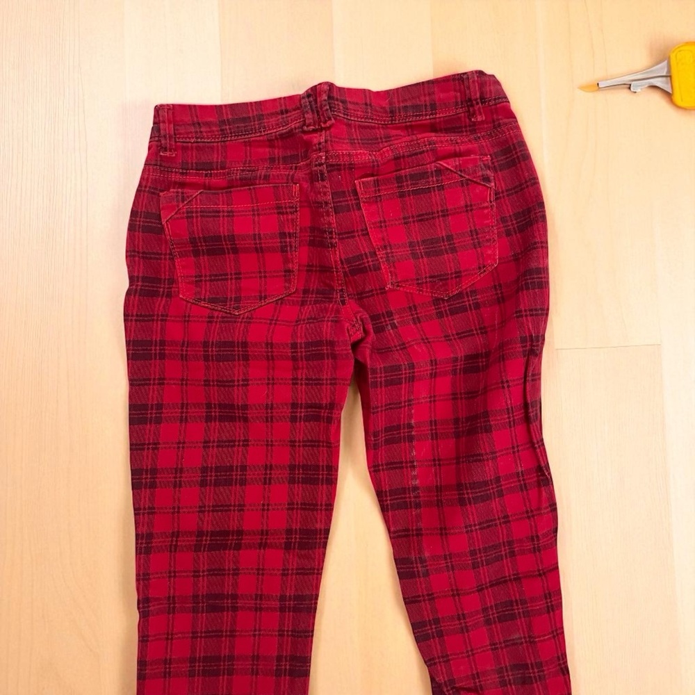 Rue21 Red Plaid Pants Size 5/6 Cute Zippered‎ Pockets - Picture 5 of 9